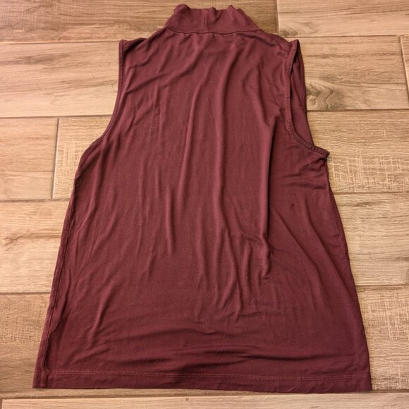 Simons Contemporaine Sleeveless Mock Neck Top LENZING ECOVERO Burgundy Size L - Picture 2 of 5